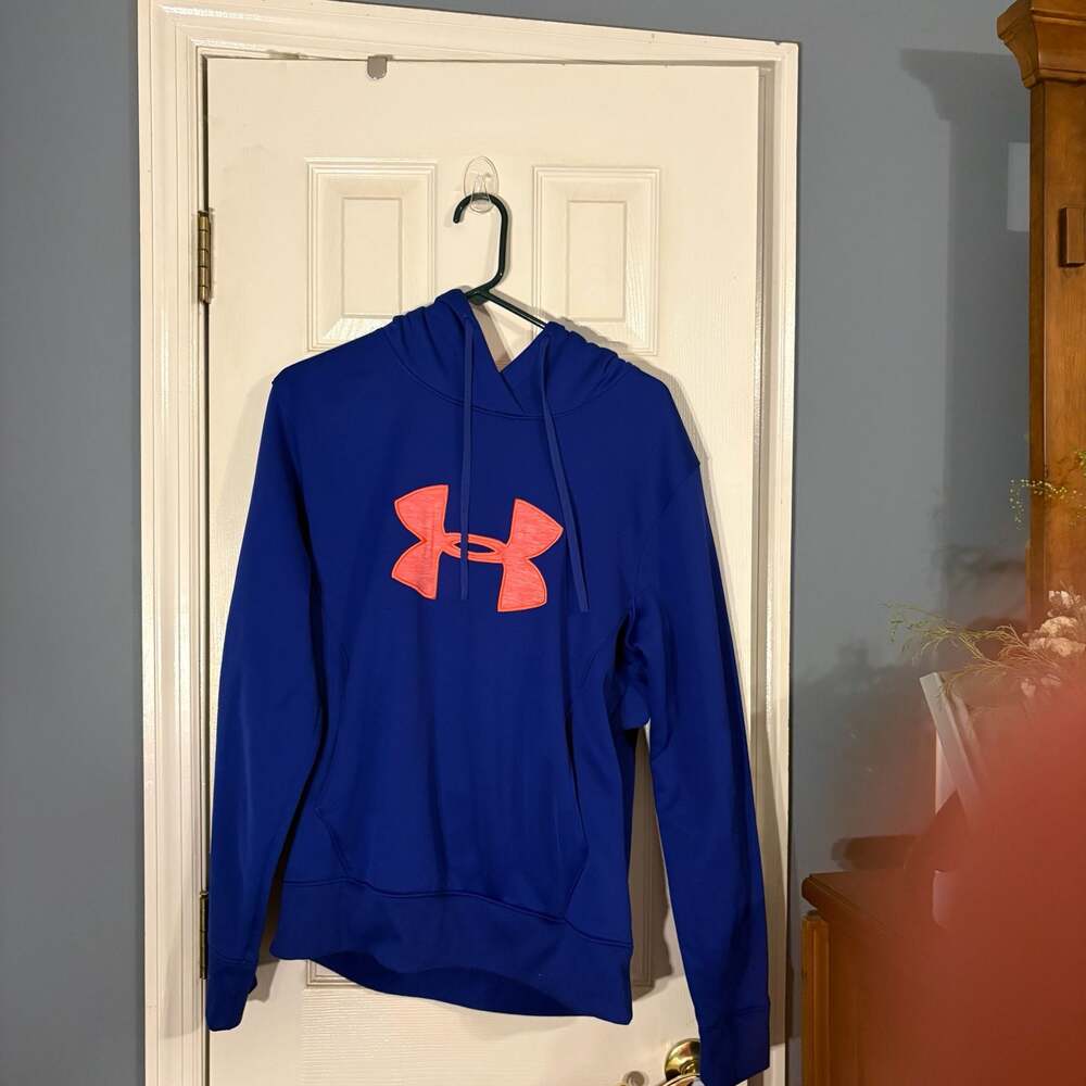 Under Armour Storm Sweater Adult Small Blue Hooded Pullover Logo Casual Sweater